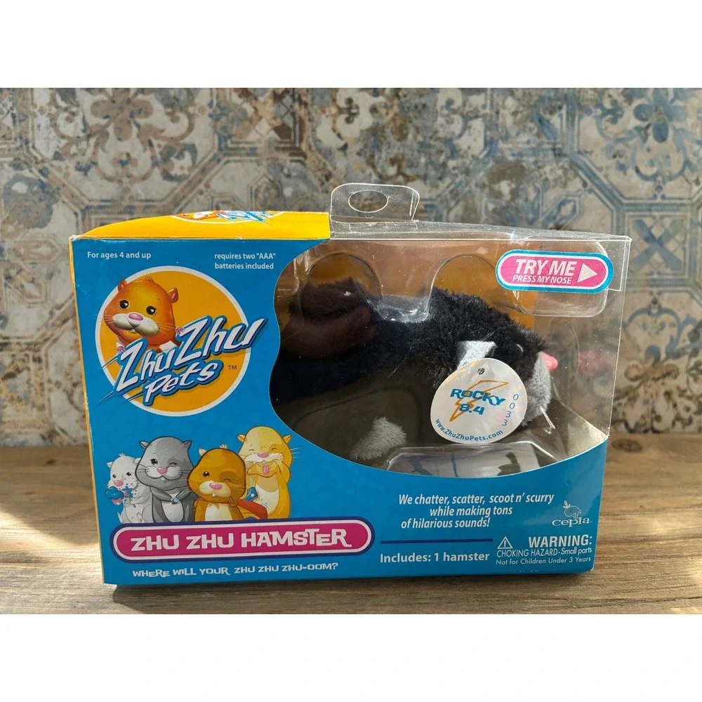 Zhu Zhu Pets Hamster Rocky 8.4 0033 Black White Electronic Toy Cepia 2009 Works